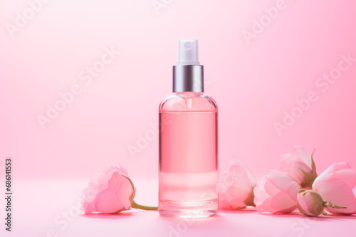 Hydrating serum for skin treatment, pink pastel background