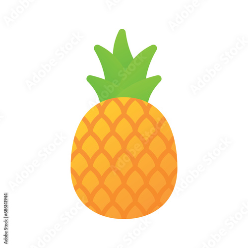 Trendy icon of pineapple, healthy fruit, natural food