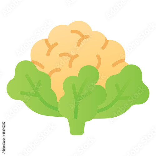 Fresh cauliflower with green leaves, healthy and organic food