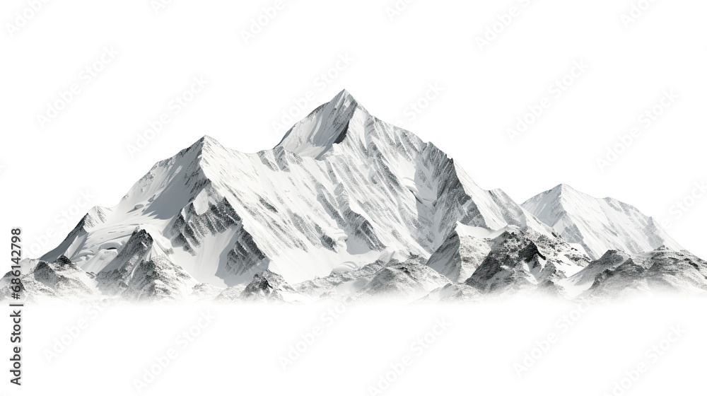 Snow mountain. Isolated on Transparent background.