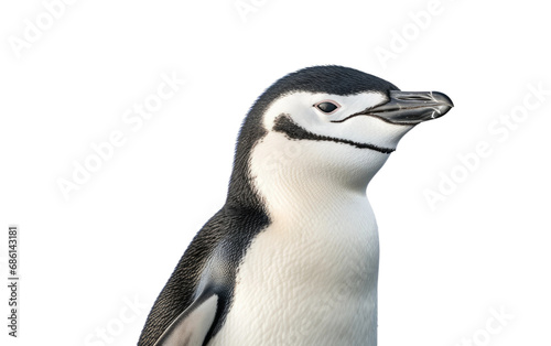 Chinstrap Penguin Antarctic waddler Isolated on a Transparent Background PNG.