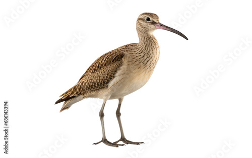 Eurasian Whimbrel Bird Coastal Forager Isolated on a Transparent Background PNG.