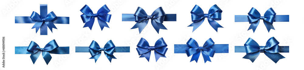 Collection of blue gift ribbon with bow for Christmas, birthday, Valentine's Day, isolated on transparent background. Collection of blue gift ribbon with bow for Christmas, birthday, Valentine's Day, isolated on transparent background.
