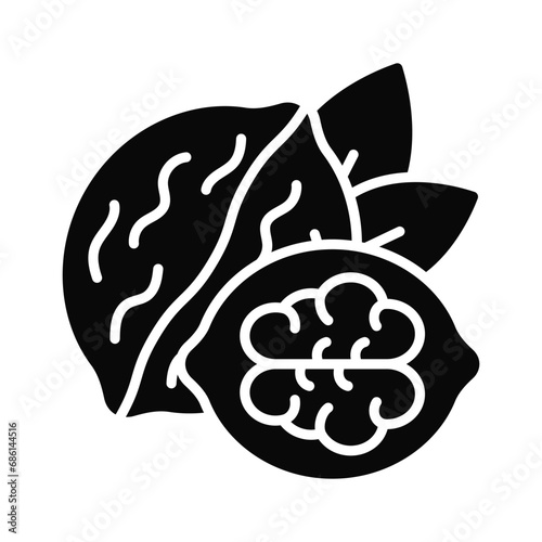 Healthy organic food, whole and peeled walnut vector design