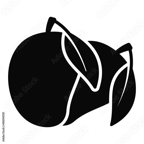 Delicious ripe mangoes with leaf, mango fruit icon design in trendy style