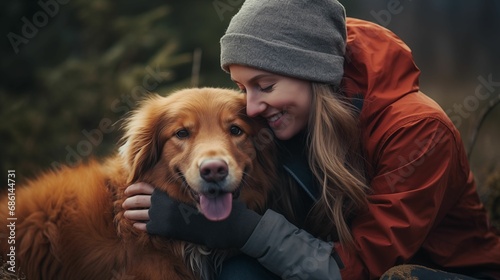 Image of a cute dog and woman. © kept