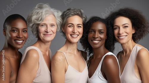 Image of a diverse group of smiling women of different ages.