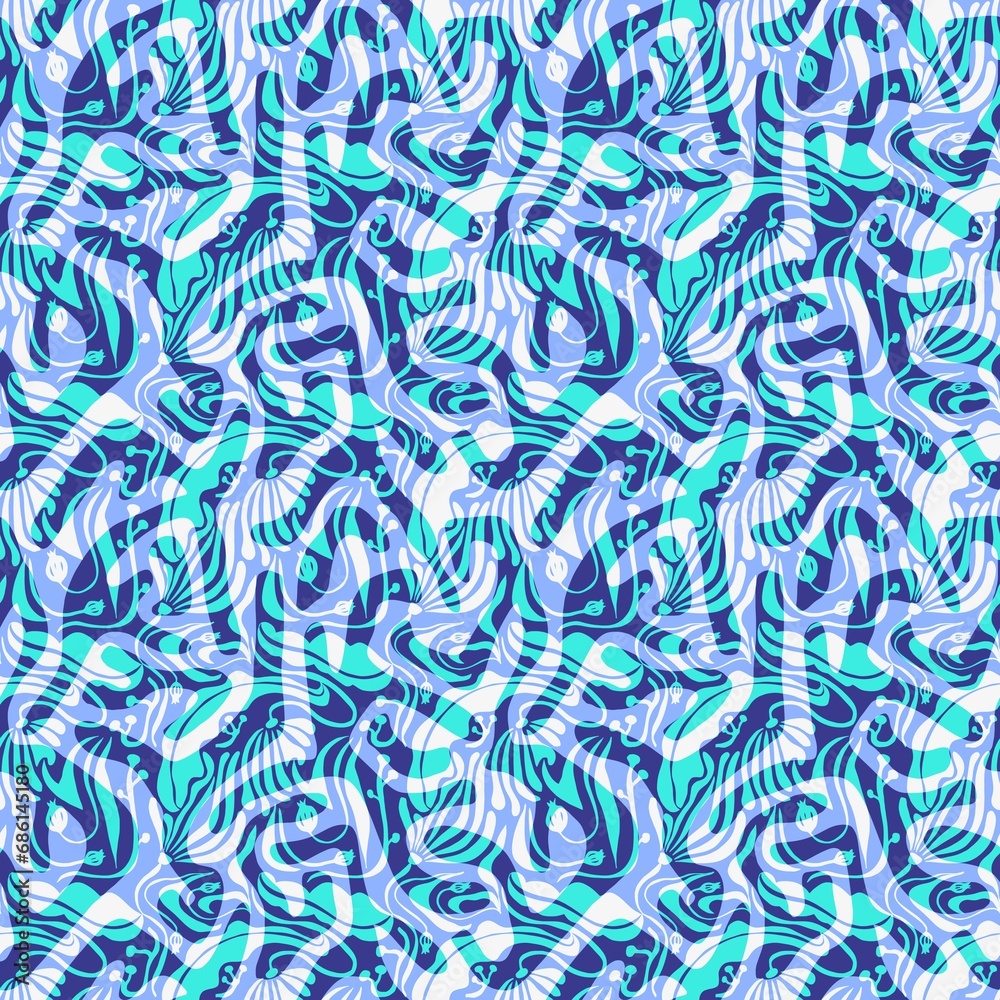 Abstract botanical seamless pattern 300 dpi