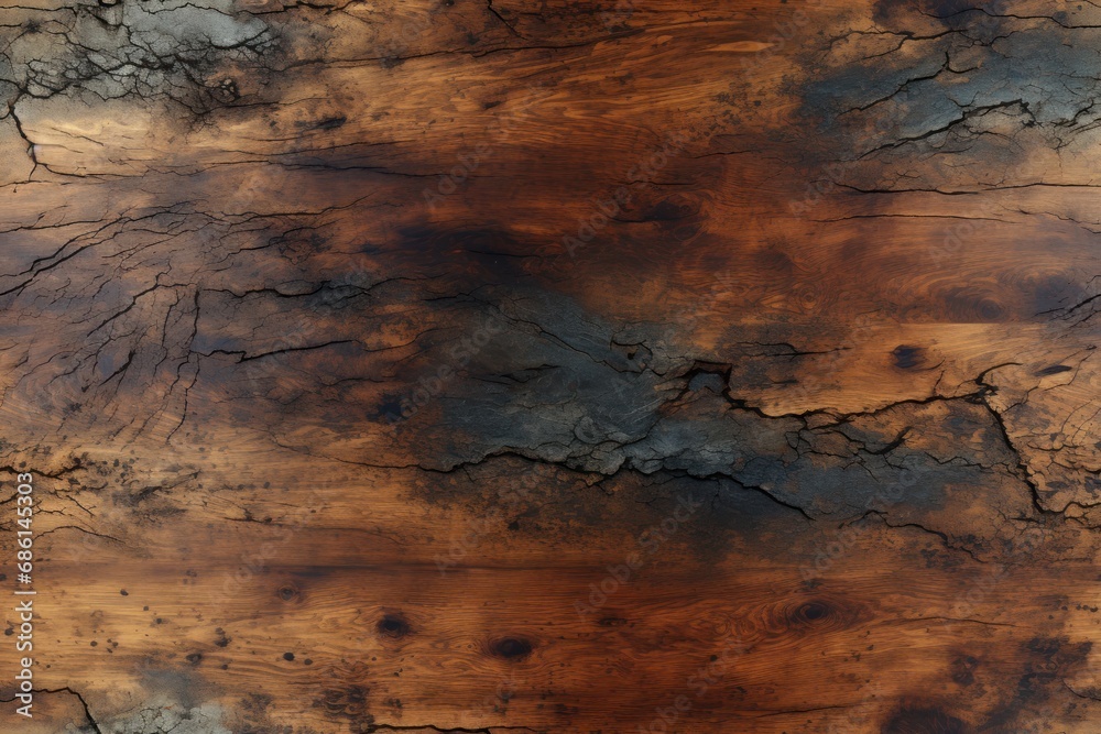  a close up of a piece of wood that looks like it has been stained brown and has some black spots on it.