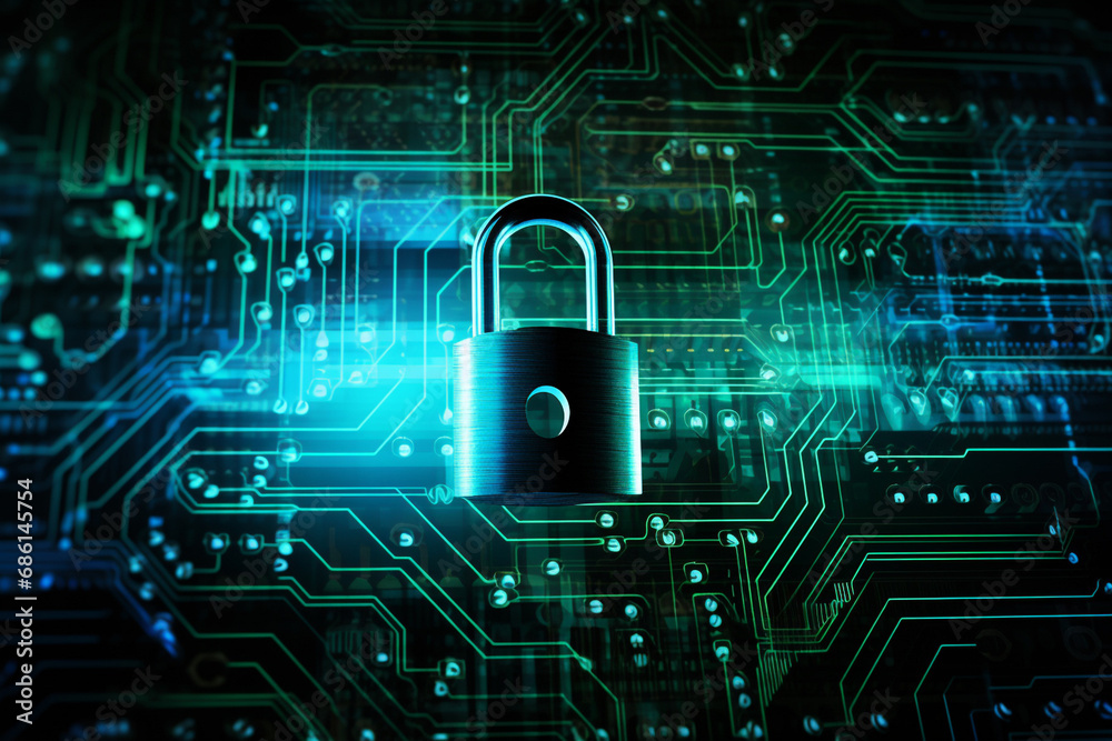 Digital Image of a Padlock in Technological Background Cybersecurity Lockdown Digital Image of a Padlock in Technological Background Cybersecurity Lockdown