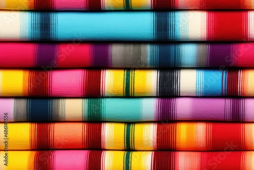  a stack of multicolored towels sitting on top of each other on top of a wooden table next to each other.