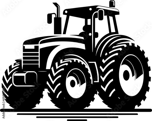 Modern Farm Tractor Silhouette Icon Illustration