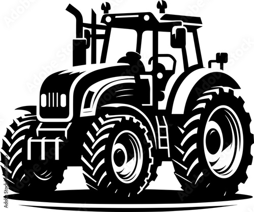 Modern Farm Tractor Silhouette Icon Illustration