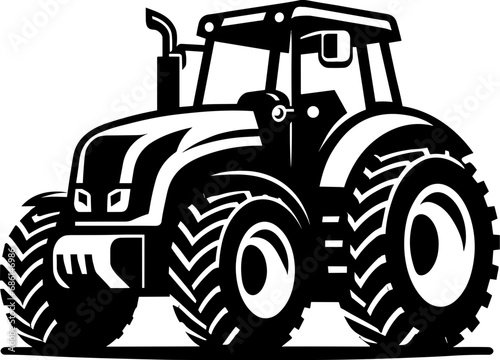 Modern Farm Tractor Silhouette Icon Illustration