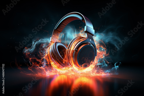 Headphones with a powerful and sturdy aura that are ready to be used to their full potential. photo