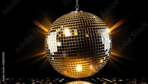 A golden ball for a disco on New Year's Eve or Christmas