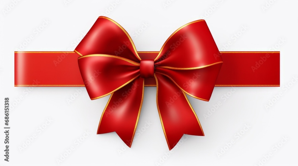 red ribbon and bow with gold isolated against white background red ribbon and bow with gold isolated against white background