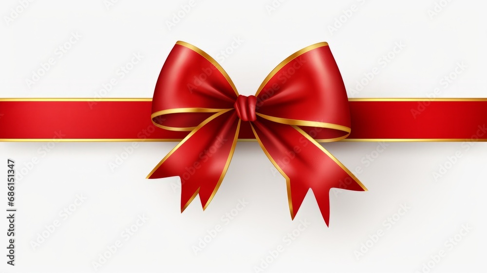 red ribbon and bow with gold isolated against white background red ribbon and bow with gold isolated against white background