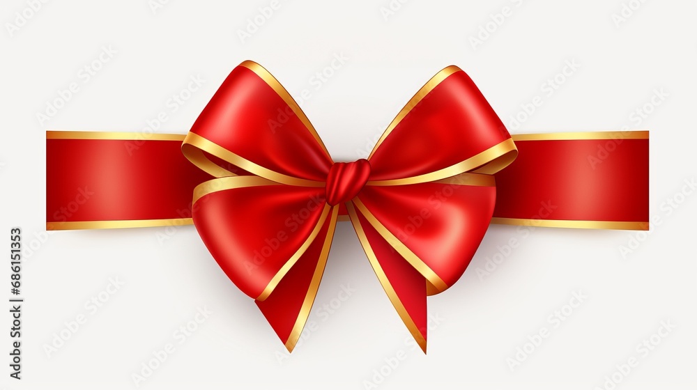 red ribbon and bow with gold isolated against white background red ribbon and bow with gold isolated against white background