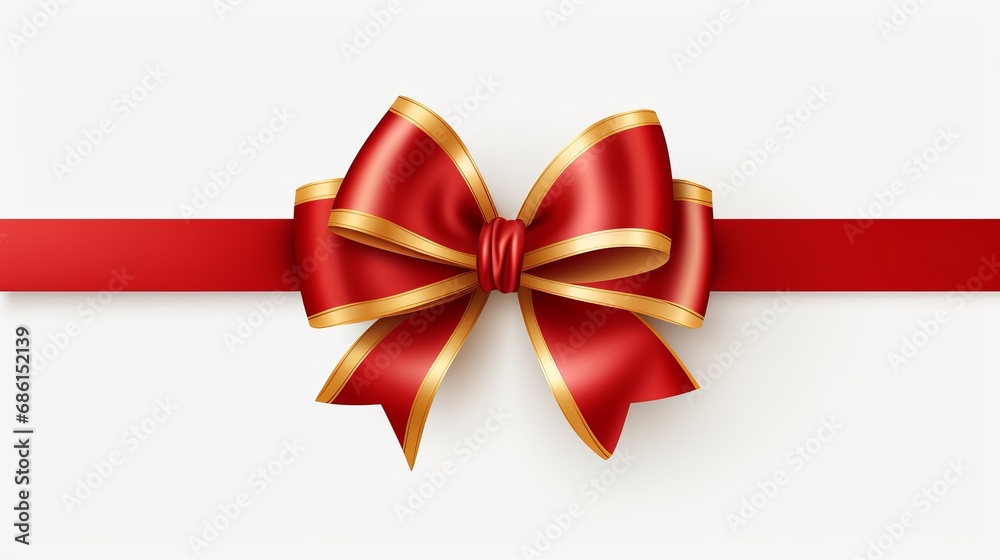 red ribbon and bow with gold, isolated against white background red ribbon and bow with gold, isolated against white background