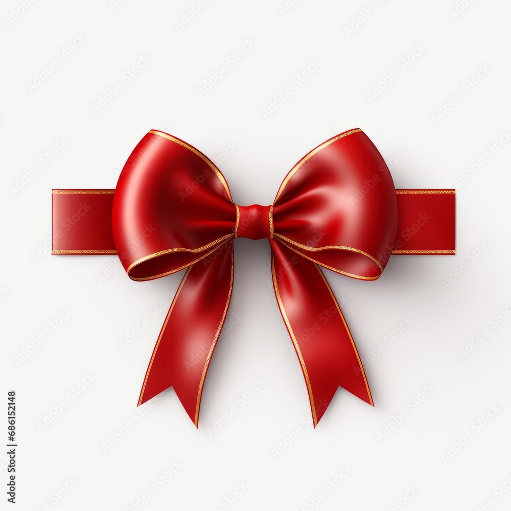 red ribbon and bow with gold, isolated against white background red ribbon and bow with gold, isolated against white background