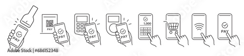Payment System Cashless icons scan icon with smartphone scan me IC Card Mobile Finance
