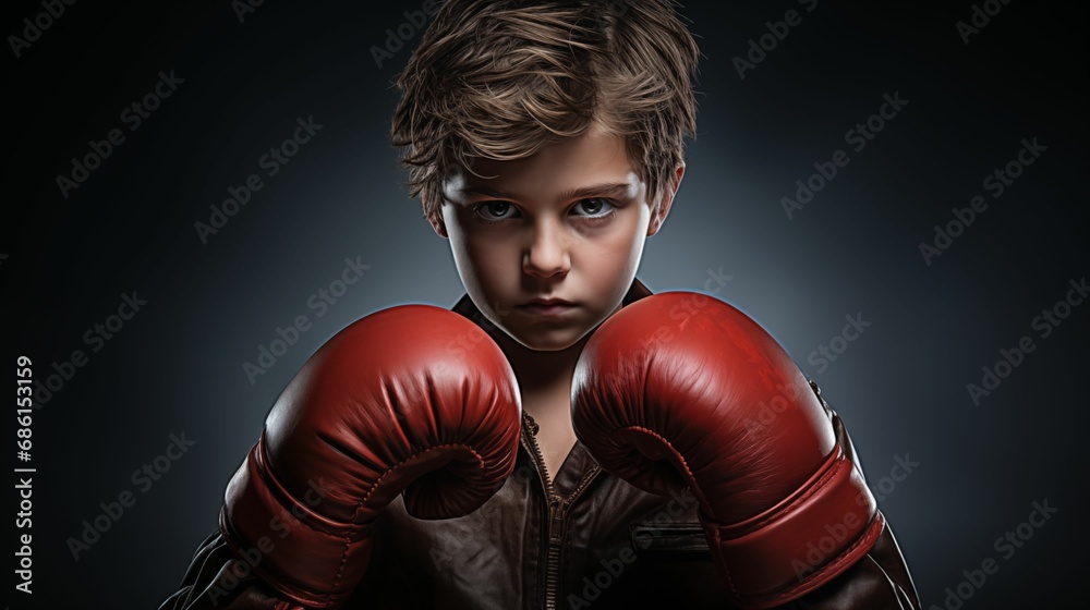 Image of a boy wearing boxing gloves.