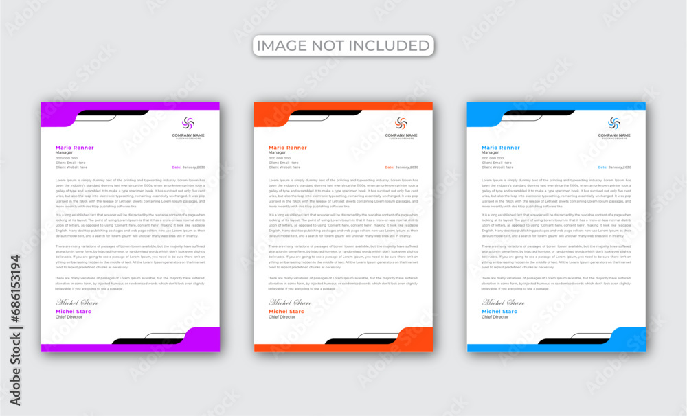 Vector modern new corporate company letterhead design.Letterhead template for print.