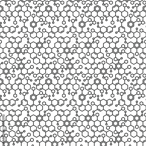 Molecule Background. Micro Structure Seamless Pattern. Vector