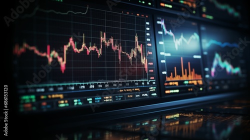 Graphic stock market, trade graphs background.