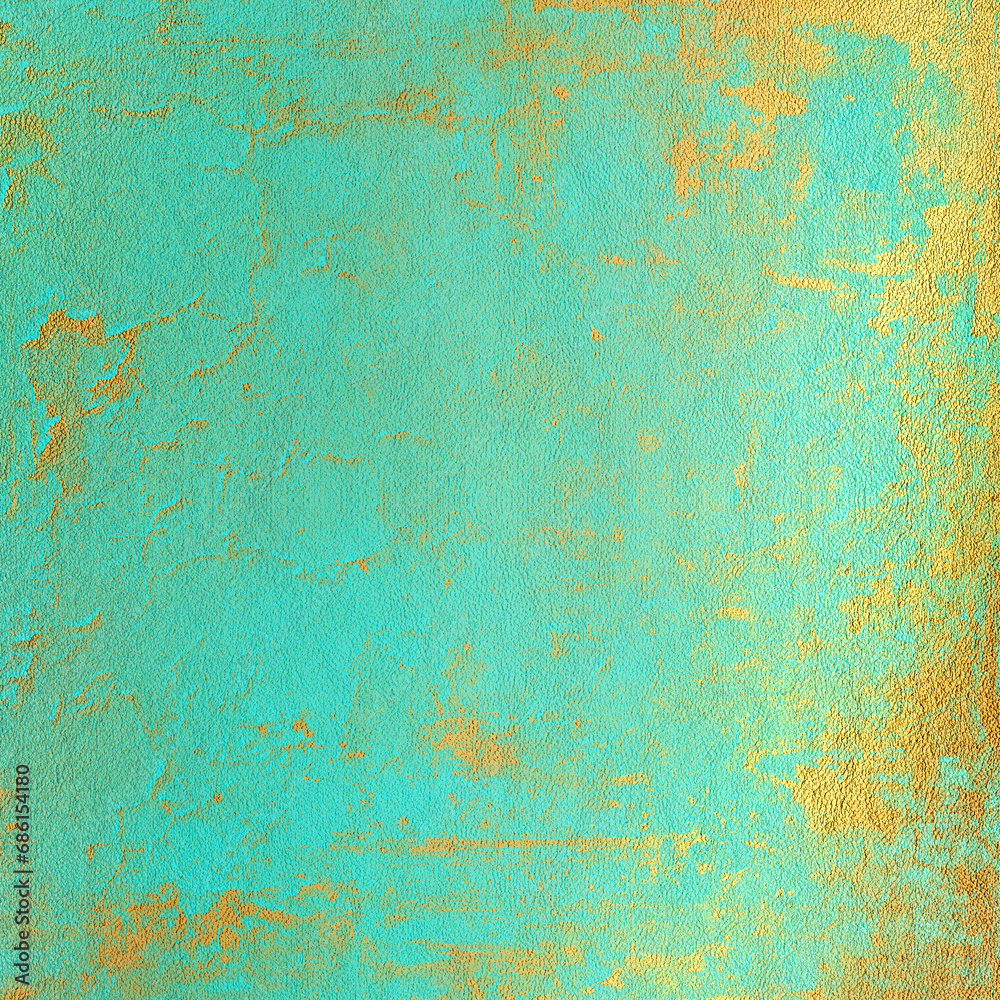 Colorful gold and cyan leather background. Artistic scrapbook paper universal