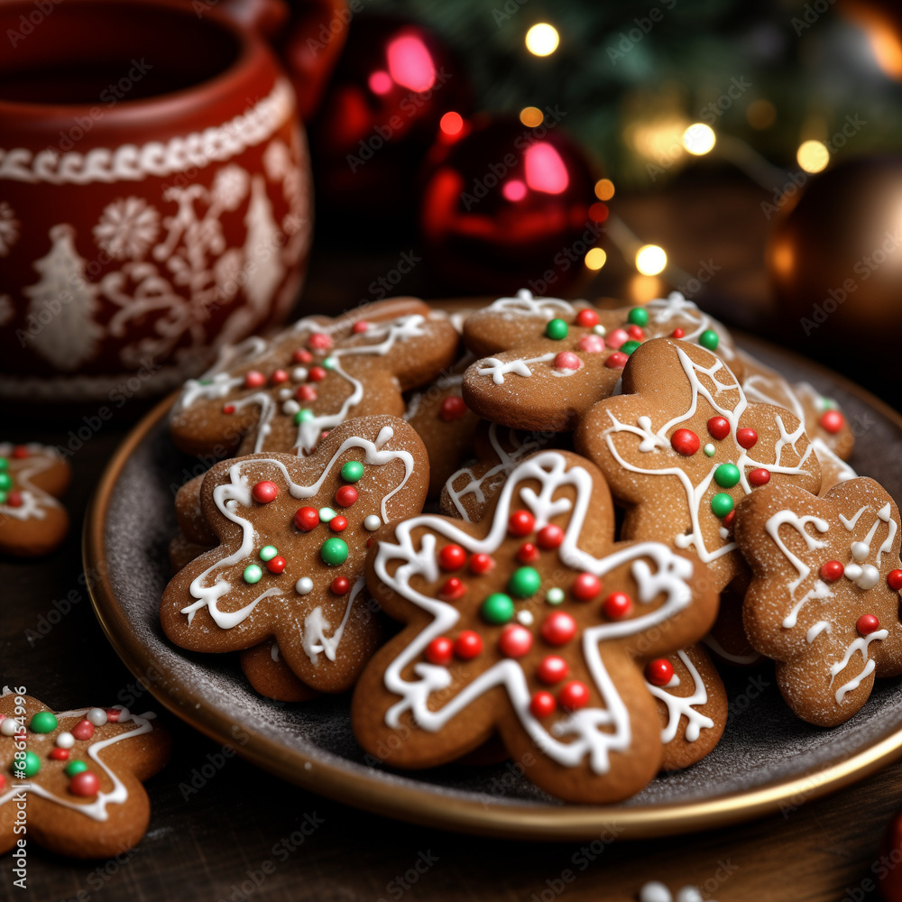 Freshly Baked Gingerbread Cookies with Sweet Icing