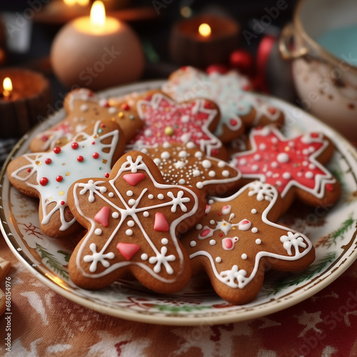 Freshly Baked Gingerbread Cookies with Sweet Icing