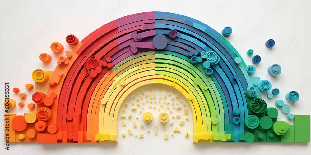 Obraz premium vibrant rainbow origami 