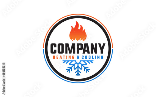 Emblem badge HVAC logo design refrigeration heating and cooling llc, air conditioning logo vintage retro style	
