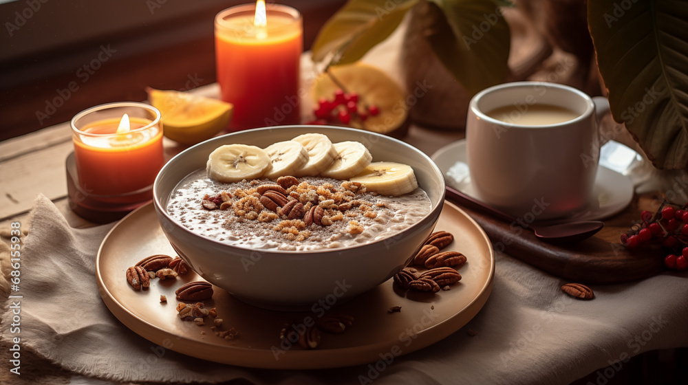 Hot Oatmeal with Bananas, Nuts, and Cinnamon Hot Oatmeal with Bananas, Nuts, and Cinnamon