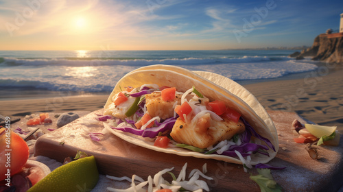 Grilled Fish Tacos with Fresh Cabbage Slaw, Pico de Gallo and Chipotle Mayo photo