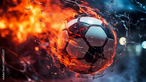 Close-up of an abstract ball in a net during a sporting event. © kept