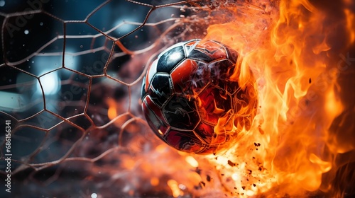 Close-up of an abstract ball in a net during a sporting event.
