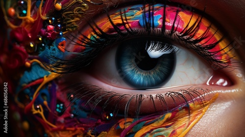 Close-up image showcasing the beauty of a colorful female eye.