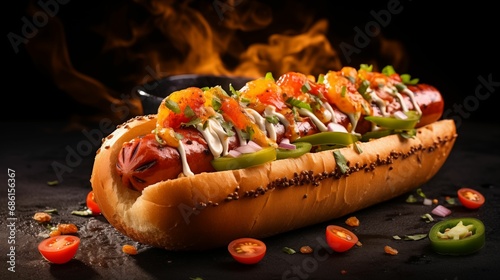 Close-up image of a takeaway hot dog.