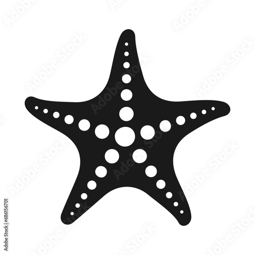 Black silhouette of a starfish on an isolated background.Vector illustration.