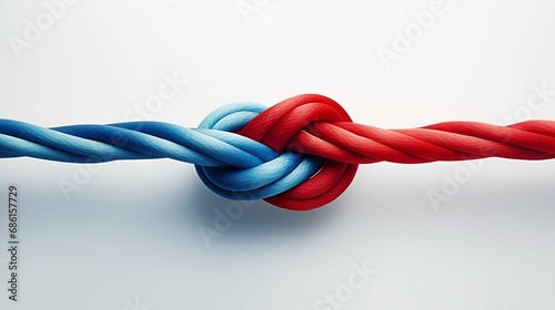 An image of two ropes skillfully tied into a knot.