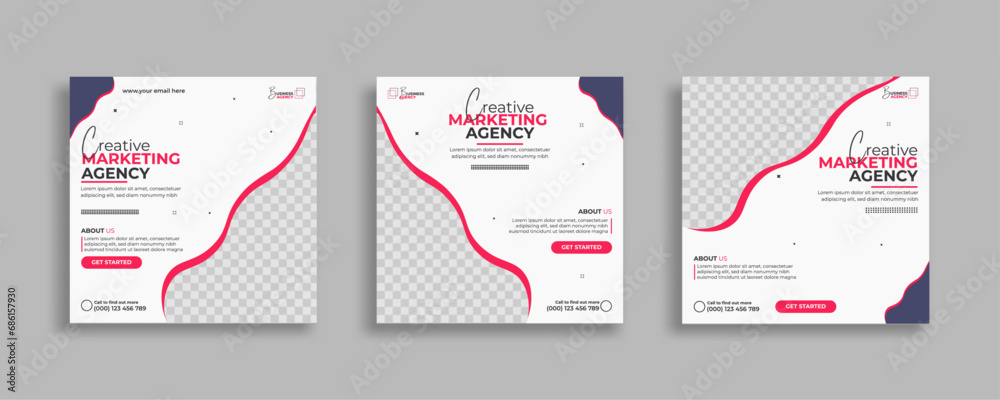 Corporate digital marketing agency social media post layout design template