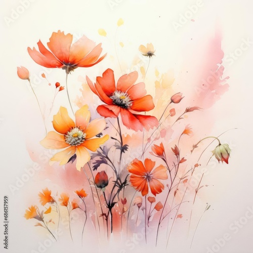 Flowers on white background