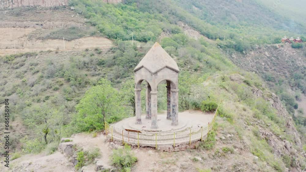  Armenia, Syinik province. Vorotan river gorge and Harsnadzor watch post.  The watchtower point is famous, touristic place in Armenia.