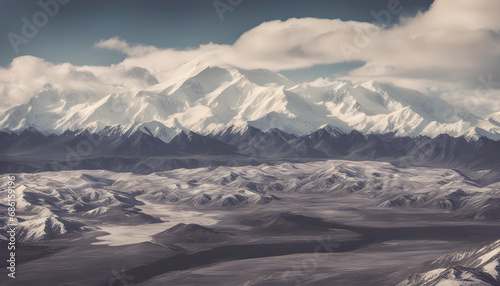 snow covered mountains in winter