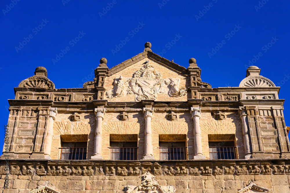 Medieval exterior architectural feature of the Santa Cruz Museum. Formerly the Hospital of Santa Cruz in Toledo, Spain