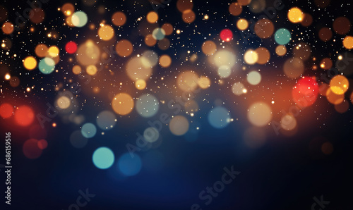 Christmas background with colorful lights and bokeh effect. 