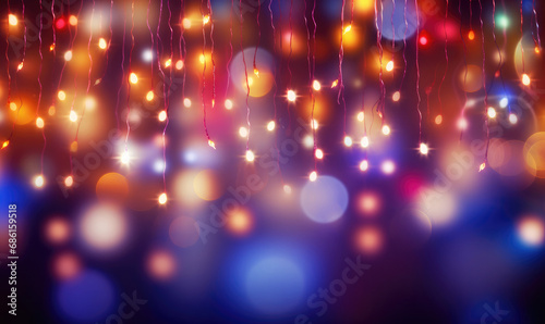Christmas lights background with bokeh effect. 
